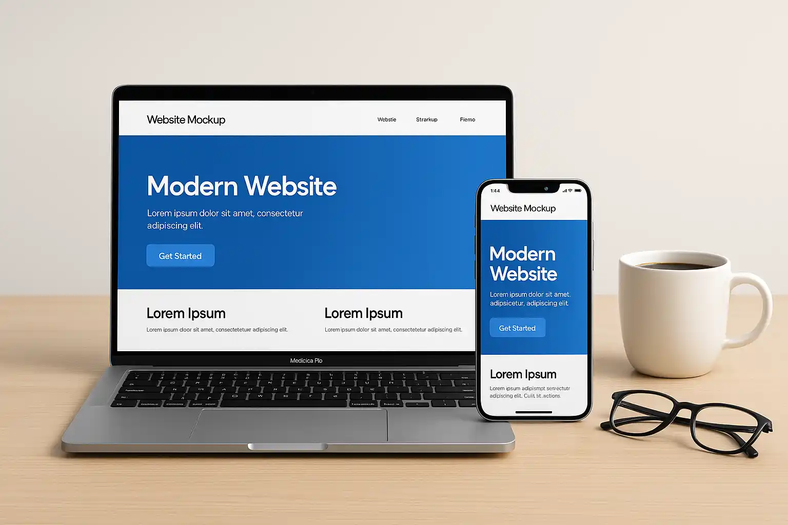 Ilustração de um site profissional ganhando um prêmio ou troféu