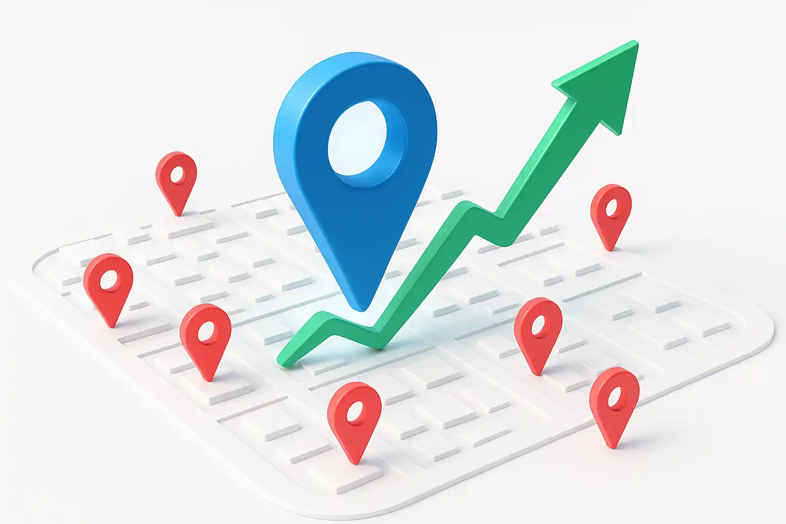 Ilustração de um mapa local com pin no negócio